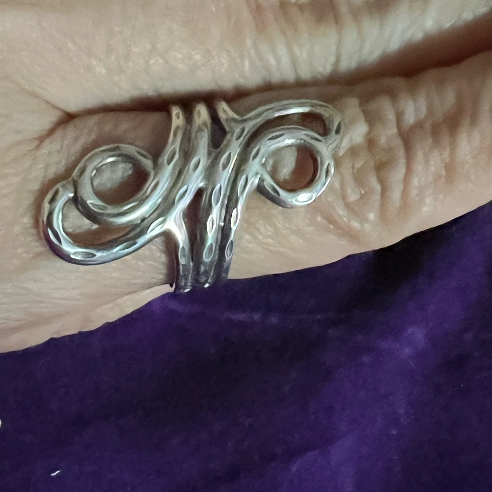 Scroll Sterling Silver Ring Size 7 - image 4